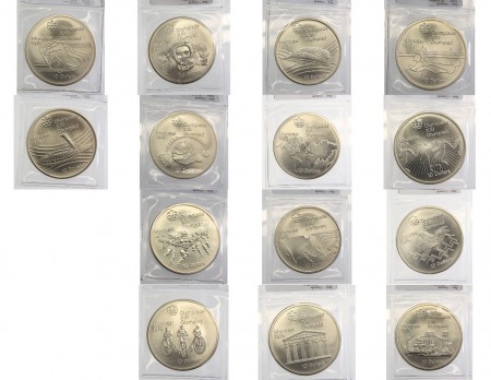 415 EUR   14 monedas de  10 dolares Olimpiada  Montreal  1976  plata 925  680,4 gr 